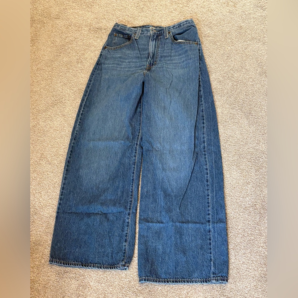 Levi's Wide Leg Flare Jeans in Classic Blue Denim